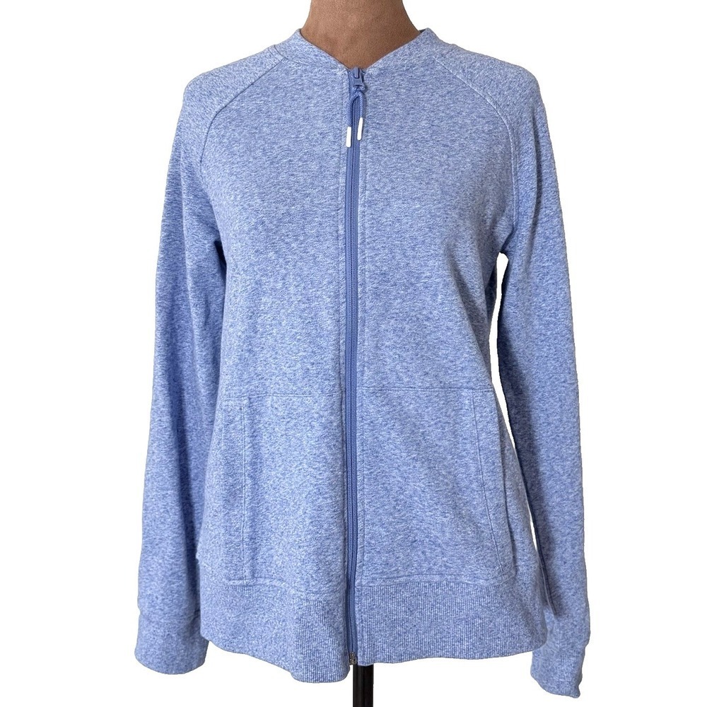 T by Talbots Jacket Womens S Sports Activewear Blue Marled Full Zip Comfy